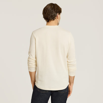 Cotton Waffle Curved Hem Henley