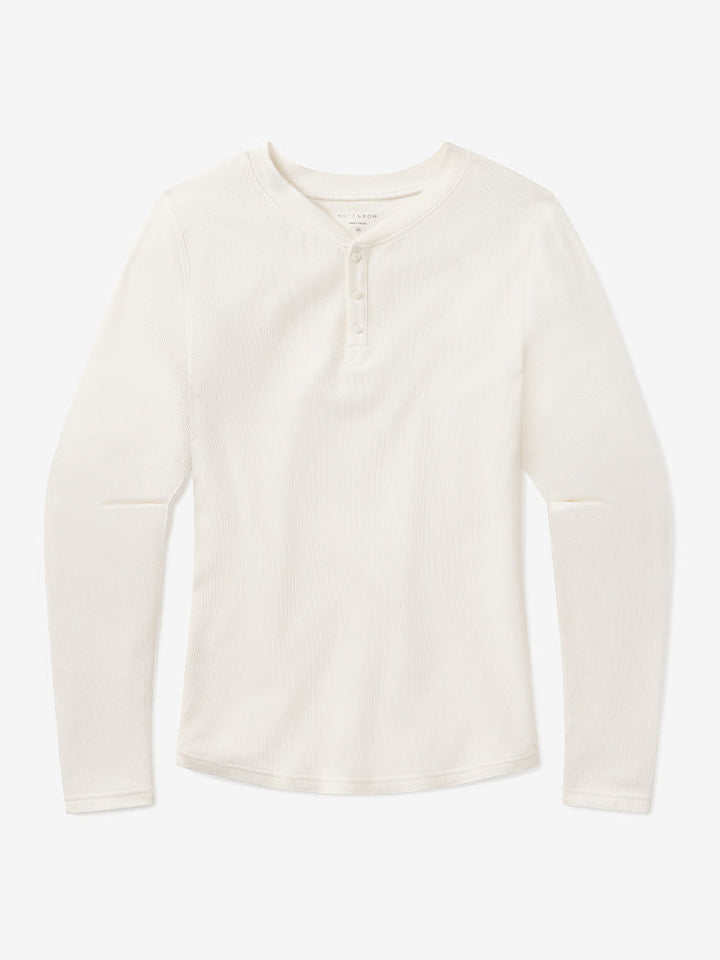 Cotton Waffle Curved Hem Henley