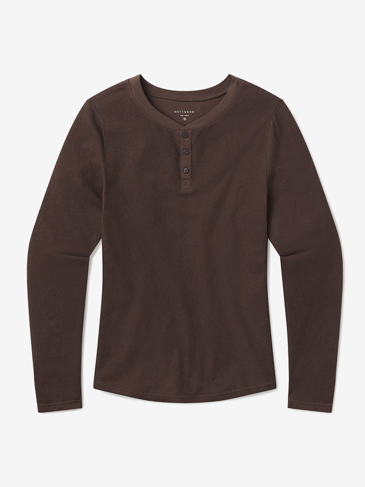 Cotton Waffle Curved Hem Henley
