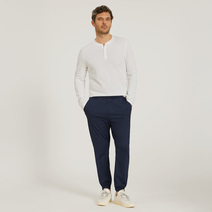 Cotton Waffle Curved Hem Henley
