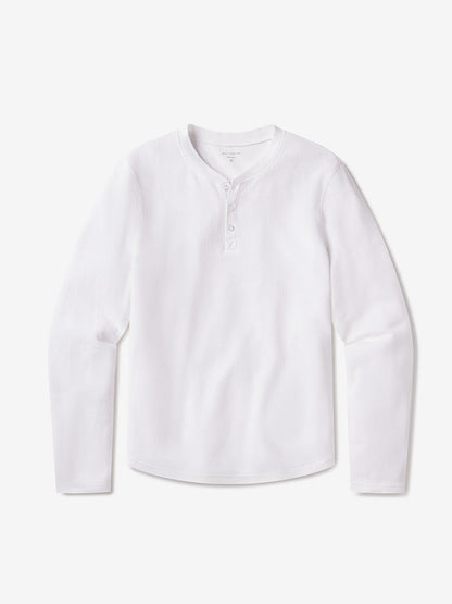 Cotton Waffle Curved Hem Henley