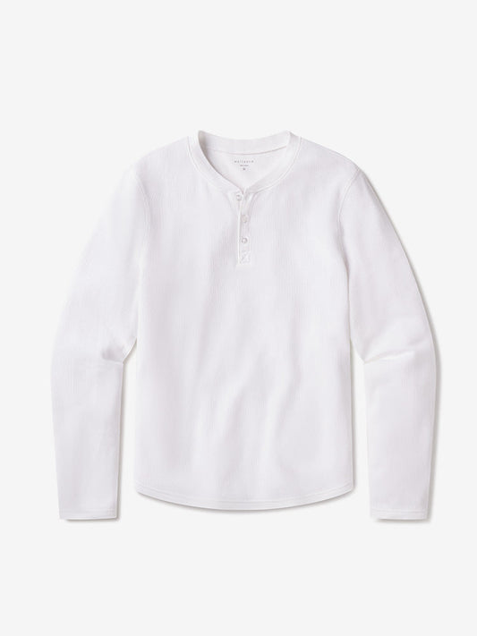 Cotton Waffle Curved Hem Henley