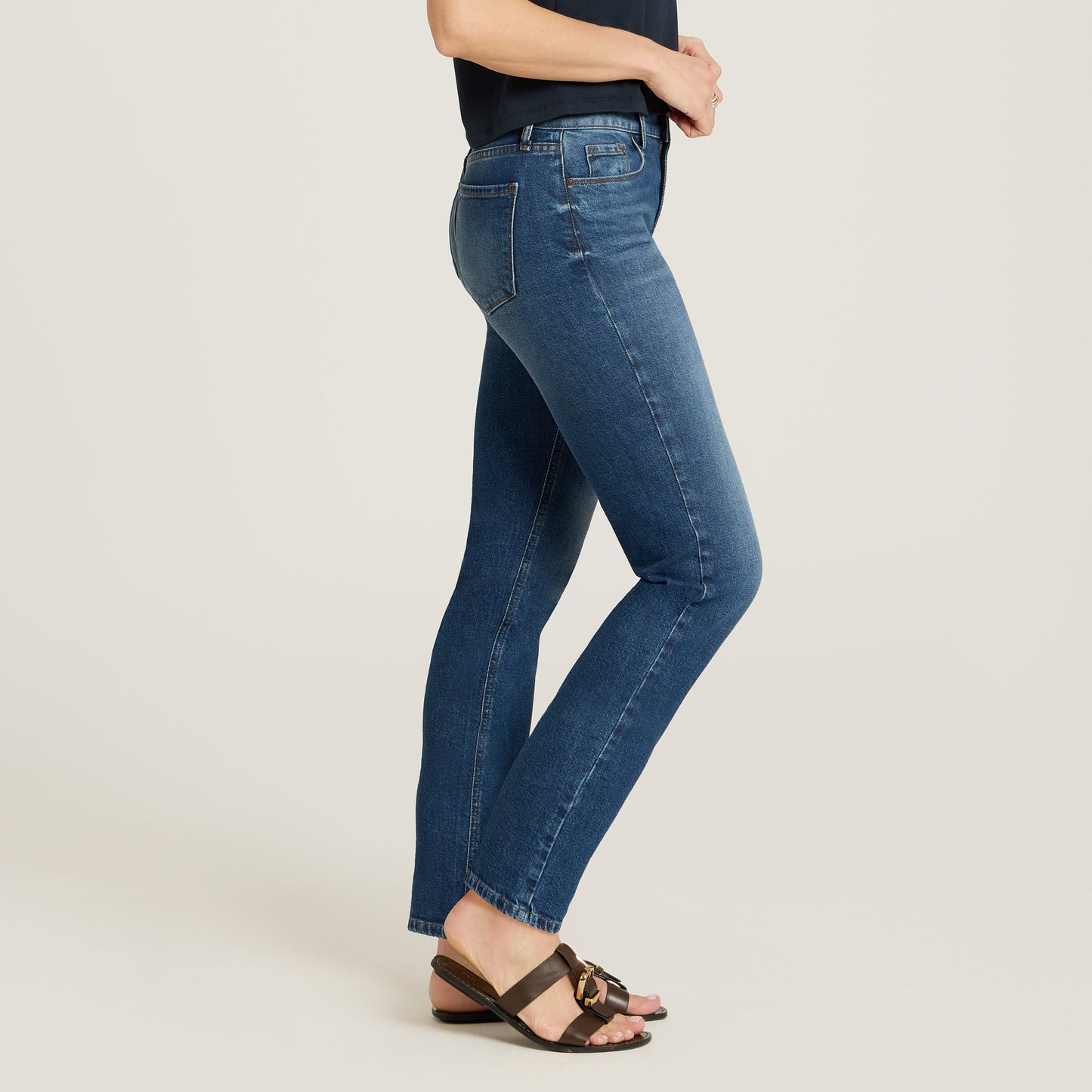 Mid Rise Slim Straight Ridge Jeans